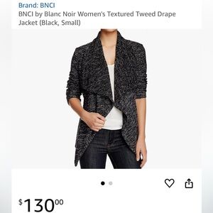 BNCI Blanc Noir Tweed Drape Jacket